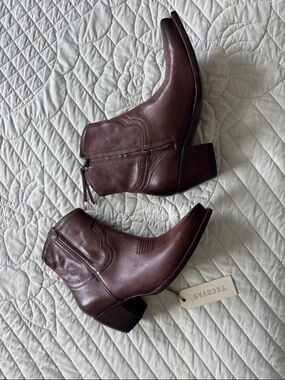 Tecovas Chestnut Brown Leather Western The Daisy Booties